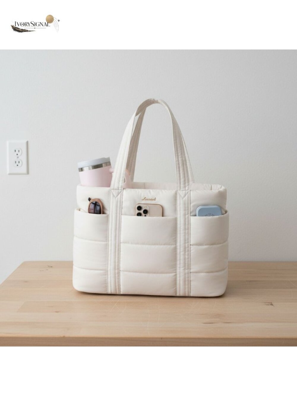 Puffer Tote Bag for 15.6 Inch Laptop Lightweight Travel Work Tote